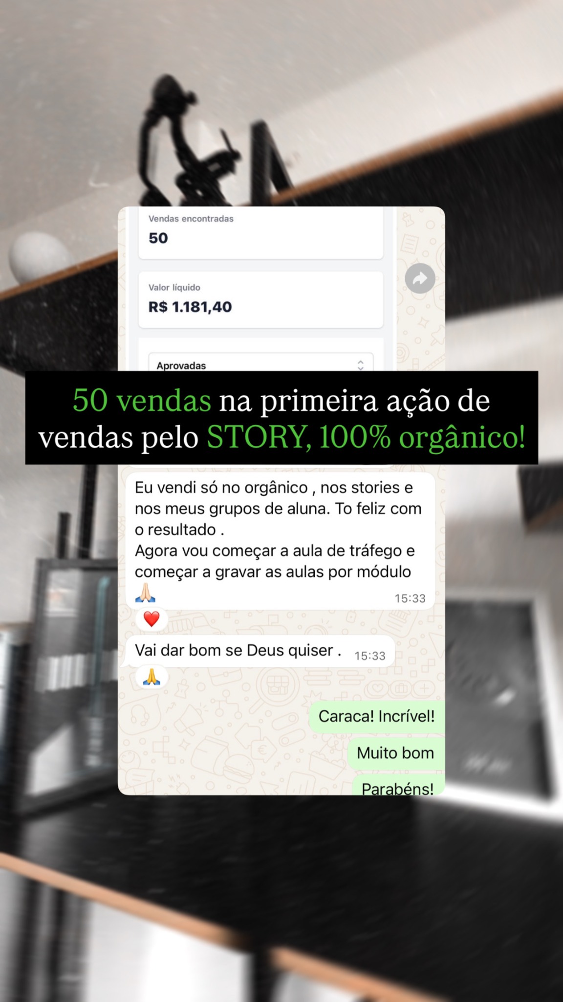 Aluna alcançou 50 vendas na primeira ação orgânica pelos stories